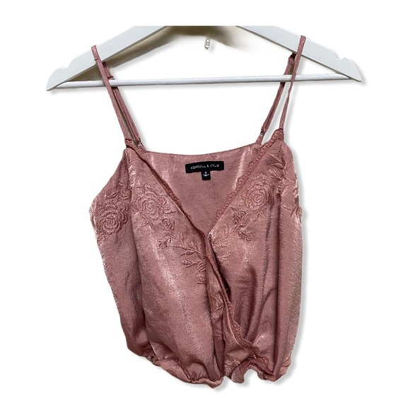 Kendall & Kylie Tops - Kendall & Kylie Wrap Cinched Hem Crop Top Pink S